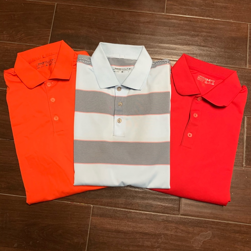 Nike golf lot of 3 polo dri fit shirts M